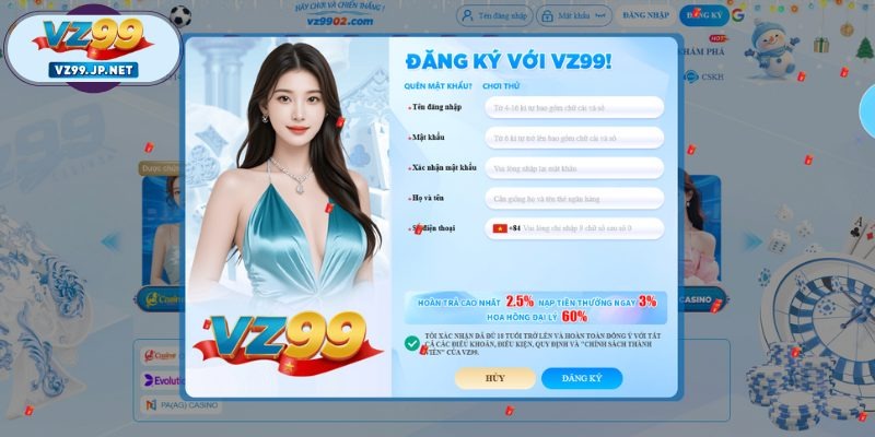 Hướng dẫn các bước tham gia cá cược Casino VZ99